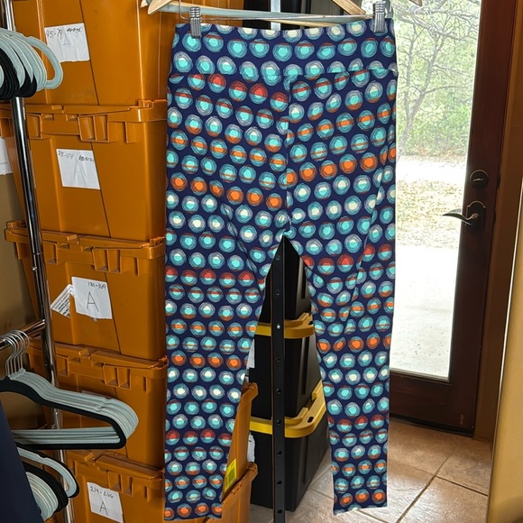 NEW Lularoe TC Tall & Curvy Blue Orange Cream Leggings Size 12-18 - Picture 5 of 5